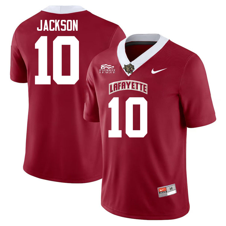 Lafayette Leopards #10 Dhonte Jackson College Football Jerseys,Uniforms-Red